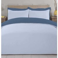 NightComfort Duvet Cover Set Plain Reversible Polycotton Blue/Navy Double