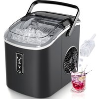 EUHOMY Ice Maker – Self-Cleaning Countertop Ice Machine, 9 Cubes in 6 Minutes, 2 Ice Sizes, 12 kg Daily Output, Portable with Handle, Ice Basket & Scoop for Home and Kitchen