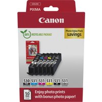 Canon PGI-530/CLI-531 PVP inktcartridge, 6 stuks, origineel, zwart, cyaan, grijs, magenta, photozwart, geel