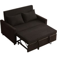 2 Seater Sofa Bed, 3-in-1 Convertible Pull Out Sleeper Sofa, Corduroy Fabric Love seat with Adjustable Backrest & Side Pockets for Living Room, Guest Room, Apartment, Black