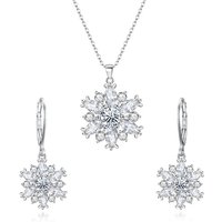 Ever Faith Cubic Zirconia Snowflake Necklace and Dangle Earring Set