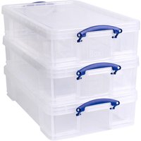 Really Useful Stackable Plastic Storage Box 33L Clear (Pack of 3)