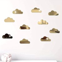 10pcs PVC mirror wall stickers, irregular wall decoration, cloud stickers,gold