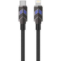 PAVAREAL Q53PD 30W automatic power-off&color changing zinc alloy super fast charging data cable black