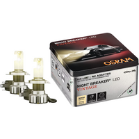 OSRAM NIGHT BREAKER LED Vintage H4 + R2-adapter, 3000K, warmwitte kleurtemperatuur, tot 330% meer helderheid, voor klassieke auto's