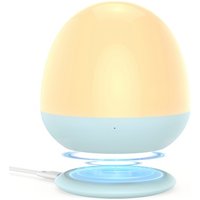 Jolywell Night Light for Kids, Baby Night Light with Stable Charging Pad, Touch Control and Timer Setting, ABS + PC, Baby Egg Lamp for Nursing with Wired and Wireless Charging