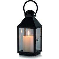 Black Decorative Candle Lantern: Metal Pillar Candle Holders for Table Centerpiece - 10.2in Tall Hanging Lanterns for Outdoor Wedding Party Home Living Room Fireplace Decor