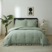 Meeallhome Dekbedset Vintage Ruffle Bedset 135×200cm / 80×80cm×1 Turquoise