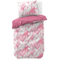 Sleeptime Dekbedovertrek Kinderen Hartjes Liefde - Single - 140 x 200/220 + 1 x Kussensloop 60 x 70