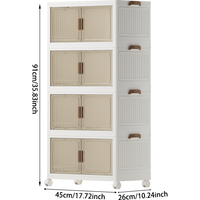 COIZYZZL Opbergkast zonder montage – breedte 45 cm, 4 stuks – met wieltjes, inklapbaar, magnetisch, grote opbergruimte – nachtkastje, opbergboxen voor woonkamer/slaapkamer/werkkamer