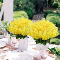 4Pcs 13.8in/35cm Artificial Hyacinth Flower Bouquet, Silk Hyacinth Flowers Fake Flower with Stem Faux Hyacinth Flowers for Home Office Wedding Decoration(yello)