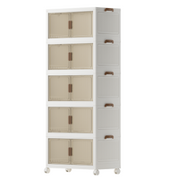 COIZYZZL No Installation Storage Cabinet - Width 45cm,5layers - With Wheels, Foldable, Magnetic Attraction, Large Capacity - Nightstand, Storage Boxes for Living room/Bedroom/Kitchen