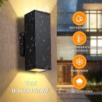 Außenwandleuchte mit Bewegungsmelder, 2700K Warmlicht LED mit Auf- und Abstrahlung, 27cm Moderne Quadratische Mattschwarze Wandleuchte, Wasserdichte Außenlampe für Veranda/Terrasse/Garage, ETL-zertifiziert