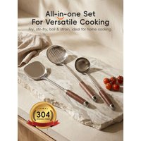 PURECOOK Spatula & Ladle Series | 304 | Wooden Handle | 3-Piece Spatula & Ladle Set