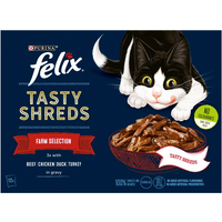 Felix Tasty Shreds Farm Selection in Gravy Wet Cat Food 12 x 80g
