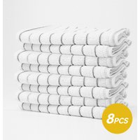 JORDAN&JUDY 8-Pack Microfiber Striped Kitchen Towels (Gray + White), Easy to Clean, 40x60cm