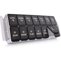 VVM Easy-Fill Weekly Pill Organizer, Twice a Day, Medicine Pill Organizer AM PM Pill Case, Large Capacity 7 Day Pill Box for Pills/Vitamin/Fish Oil/Supplements, Black