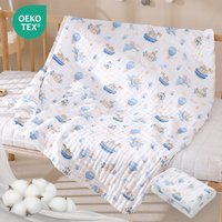 LeBonsoir Towels, BABY Muslin Squares Cloth for Baby, 2 combination packageCotton Burp Cloths for Newborn, Absorbent & Breathable and Ideal to Clean, Wipe & Cover Newborns-Dreamy Whale Whisper(25*50cm*1,70*140cm*1)