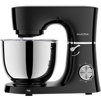 AUCMA staande mixer, 6 liter, 6 snelheidsstanden, kantelbare kop, 3-in-1 staande mixer met mengkom, deeghaak, garde en menghaak, mixer voor bakken, taart, brood, pizza, gebak, pasta en de meeste huishoudelijke koks, 450 W DC-motor van zuiver koper (6 liter, zwart)