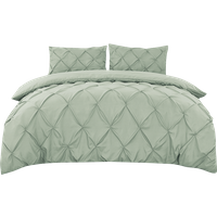 Green Pleating Brushing Duvet Cover & Pillowcases Set, 135*200CM+50*75CM*1