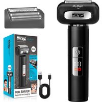 DSP McMagic foliescheerapparaat voor heren, 2-in-1 elektrische scheerapparaat met 2 RVS-mesjes, 3 snelheden, LED-display, IPX6 waterdicht, USB-oplaadbaar (zwart)