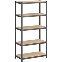 Ochama 5-Tier Shelving Unit, Steel Shelving Unit for Storage, Tool-Free Assembly, for Garage, Shed, Load Capacity 600 kg, 50 x 100 x 200 cm, Grey