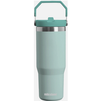 Milestone Travel Mug with Flip Straw Stainless Steel Double Walled Mint Green 890ml
