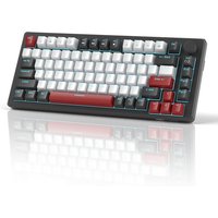 MageGee STAR75 75% Wired Mechanical Keyboard, QWERTY US layout, Compact Blue Backlit Wired Gaming Keyboards with Red Switches, EVA Foam, Knob Control, STAR75 Portable NKRO PC Gaming Keyboard - Black & White