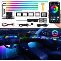 Dreamcolor LED-striplamp voor binnen in de auto, met wifi-app, RGB 10-in-1, 175 inch, 593 LED's, glasvezel, omgevingsverlichting, 16 miljoen kleuren, geluidssensiefunctie, neonlichten