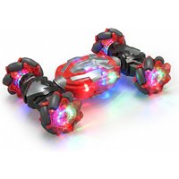 26cm 4WD Gesture RC Stunt Twist Car, 2.4G Dual Control Transformable Off-Road Monster Climbing Vehicle, 360° Drift RC Toy Car with LED Light, Hobby Gift for Boys Girls 8+ One piece in red.