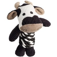 House of Paws White and Black Cord Cow Dog Toy with Rope Body