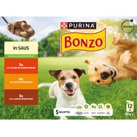 Bonzo Mixpakket 12 stuks rund/kip/lam in saus