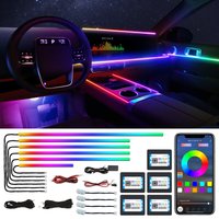 DC LED-strips voor auto-interieur met draadloze app-bediening, RGB 18-in-1, 175 inch, 593 leds, glasvezel, neon auto-ambiente-verlichting, dynamische chasing en muzieksynchronisatie, kits
