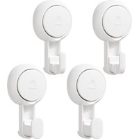 TAILI Suction Towel Hook for Bathroom, Damage-Free Hanging Hooks for Inside Shower Wall, Powerful Vacuum Suction Cup Shower Holder for Towel, Loofah, Cloth, Easy to Install and Remove, White, 4 Pack