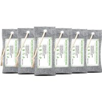 Zooly 6*50 g bamboe luchtzuiveringszakjes, actieve koolzakjes, geurabsorber, vochtabsorber, natuurlijke autoluchtverfrisser, schoenontgeurer, geurverwijderaar voor thuis, huisdieren en kast