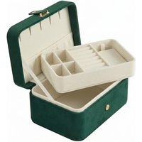 Ochama Portable Jewelry Box, Travel Jewelry Case, 2-Layer Jewelry Organizer, for Larger Accessories, PU Surface, Gift, Green