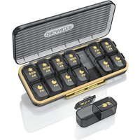 Pill Organizer 2 Times A Day, 7 Day Am Pm Pill Box - Acedada Weekly Pill Organizer Twice A Day, Portable Removable Daily Medicine Container Dispenser Case for Vitamin Fish Oil Supplement, Black