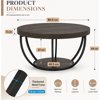 Tribesigns Round Coffee Table, 80cm Wooden 2-Tier Circle Coffee Table with Storage Shelves, Modern Accent Cocktail Table Center Table for Living Room, Grey