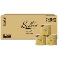 BREEZE GOLD Toiletpapier 3-laags 240 vellen x 30 rollen totaal 7200 vellen zacht & huidvriendelijk doorspoelbaar voor badkamer familie bulkbuy