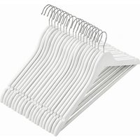 Ochama massief houten kleerhangers, set van 10, met schoudergroeven, voor pakken, overhemden, jassen, wit en zilver