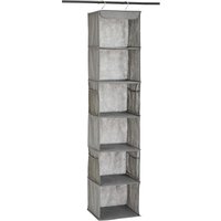 ANQI 6-laags hangende kledingrek-organizer met vakken, 8,5" D x 12" B x 9" H, grijs