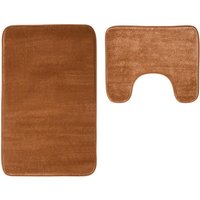 Maison by Premier Bath Mat & Pedestal Set Soak Microfibre Plush Camel 50x80cm