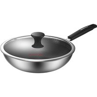 Maxcook 30 cm 3-laags samengestelde roestvrijstalen wokpan, voedselveilige keramische honingraat antiaanbaklaag aan de binnenkant, deksel van gehard glas & cool touch handgreep, geschikt voor alle kookplaten inclusief inductie voor thuis roerbakken MCC1432