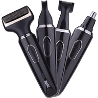 DSP Men's Professional 4-in-1 Electric Shaver and Trimmer, rechargeable and waterproof, with nose and beard trimmer, body groomer, and facial brush, USB fast charging, portable travel design.