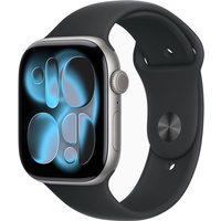 Apple Watch Series 11, 46 mm, GPS + Cellular, Aluminium, Sportband S/M, Grijs (Zwart)