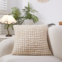 MEROPE, Polyester Seersucker, Kussenhoes, 50x50 cm, Khaki, 1 pack