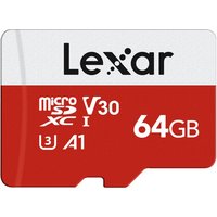 Lexar 64GB Micro SD Card E Series, microSDXC UHS-I Flash Memory Card with Adapter - Up to 100MB/s Read, A1, U3, Class 10, V30, High-Speed TF Card for Smartphones, Drones, and Tablets