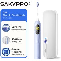 SAKYPRORAL Electric Toothbrush with AI Smart Screen for Adults Kids Teens | 150-Day Battery, Real-Time Brushing Map | Whitening Mode, 3-Min Timer, Travel Case | Family Sonic Toothbrush (G5S Blue)