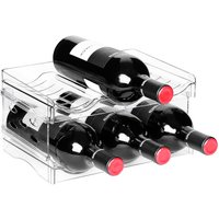Sunyana Plastic Wine Rack, 2-Layers-6-Bottles-Transparent, Stackable, Wine Storage Rack for Kitchen, Fridge, Office