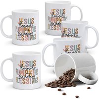 Alphynix 1pc Jesus Pumpkin Sweaters Mug, 11oz Ceramic Coffee Cup with Vintage Color Block Text, Unique Fall Thanksgiving Gift, Christian Autumn Blessing